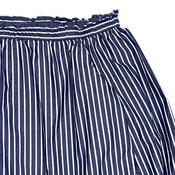 JCrew Blue White Striped Off The Shoulder Cotton Long Sleeve Top Size 14 - Picture 11 of 16